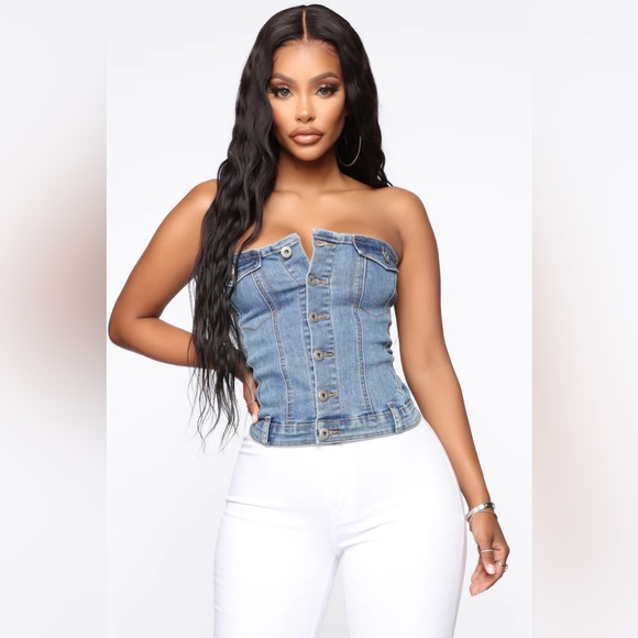 Fashion Nova Tops - Denim Tube Top